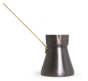 Cafetière turque, grecque, arabe en laiton antique noir, cafetière à poser sur le poêle, Cezve Ibrik Briki avec poignée en bois - Product Image 3