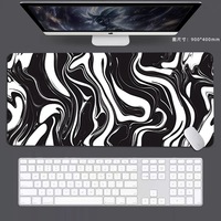 Tapis de souris de jeu XXL, tapis de bureau en marbre noir et blanc, grand tapis de clavier antidérapant en caoutchouc 900x400mm