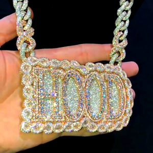 Luxury <b>Iced</b> <b>Out</b> Rose Gold HOOD Moissanite Charm Pendant with Cuban <b>Chain</b> Hip Hop Jewelry for Party - Product Image 2