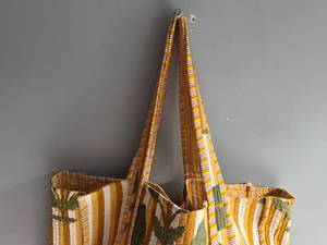 Sac fourre-tout en coton bohème à rayures brodées, ouvert en dessus, pour le shopping, toutes saisons, pour femme - CADEAU POUR ELLE - Product Image 2