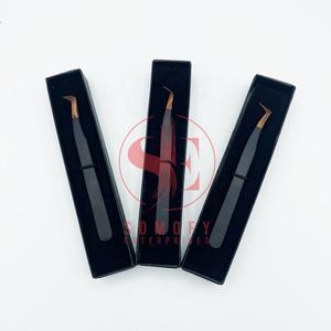 แหนบขนตาสแตนเลสแบบมืออาชีพทนทาน45 90องศาแยกปริมาณแหนบขนตาโค้งเส้นใยแบนแหลม - Product Image 5