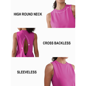 Camisetas sin mangas de cuello redondo para mujer, estilo deportivo, ajuste atlético regular, chaleco de entrenamiento para damas, estilo liso, ropa deportiva diaria - Product Image 5