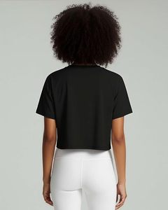 Summer Vacation Use Refined Luxury Styling Womens Cropped Velvet <b>Tshirt</b> Featuring Eco-Friendly Fashion Elements - Product Image 1