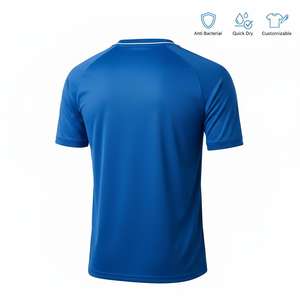 Maillot de football pour homme de haute qualité, respirant, à séchage rapide, antibactérien, 100% polyester, manches courtes, col en V, uni, personnalisable - Product Image 4
