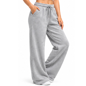 <b>Womens</b> Relaxed <b>Fleece</b> Flare Pants Wide Leg <b>Trousers</b> Custom Wholesale Winter Clothing Supplier OEM ODM Private Label Apparel - Product Image 4