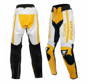 Pantalon en cuir pour moto jaune et noir – Style sport racing - Product Image 1