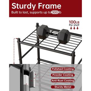 Paquete de 2 estanterías organizadoras de metal de 3 niveles, estantería de almacenamiento delgada con patas ajustables para cocina, lavandería y garaje - Product Image 5