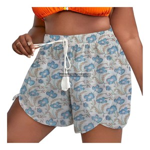 Nouveaux shorts d'été pour femmes, imprimés à la main, avec cordon de serrage à la taille, pour la plage et la maison - Product Image 4