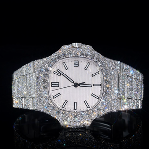 Diamond Luxury VVS Moissanite Automatic Mechanical <b>Square</b> Glass Stainless Steel Band Iced 100% Pass Diamond Tester Hip Hop Style - Product Image 2