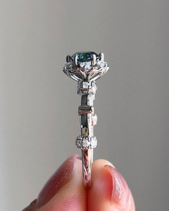 Top Quality Custom 3 Carat <b>Emerald</b> Green Moissanite <b>Ring</b> Engagement Wedding Jewelry for Ladies Available for Sale - Product Image 2