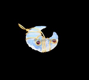 Pendentif enveloppé de fil d'or de lune de quartz de cristal: pendentifs en gros: pendentif de pierre de coeur de pierre gemme - Product Image 5