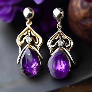 Dernière mode améthyste bleu pierres précieuses boucles d'oreilles en argent sterling 925 bijoux élégants pour femmes - Product Image 2