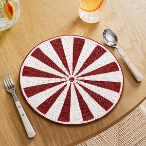 Juego de 2 manteles individuales de cristal con cuentas circulares de alta calidad, hechos a mano, para decoración de comedor, Acción de Gracias y festividades. - Product Image 4