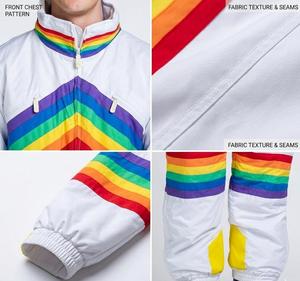 Combinaison de ski unisexe blanche à imprimé arc-en-ciel, chauffante, coupe-vent, avec fermeture éclair, imperméable, respirante, pour adulte, une pièce - Product Image 5