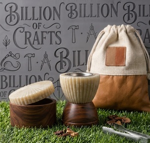Ensemble de brûleur à bakhoor en bois gravé de luxe avec boîte à oud, sculpture de palmier, Mabkhara, pochette en toile et pince - Product Image 5