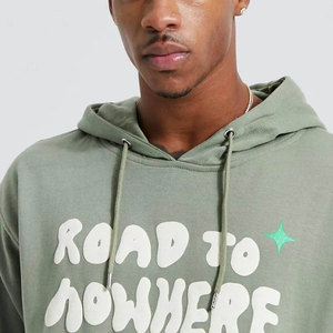 Sweat à capuche zippé vert pour homme, coupe oversize personnalisée, logo gaufré au dos, en molleton de coton, décontracté, pour l'automne, séchage rapide - Product Image 5