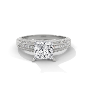 Princess Cut Moissanite <b>Ring</b> Oval Halo Engagement Band White Gold Color Bridal Jewelry - Product Image 1