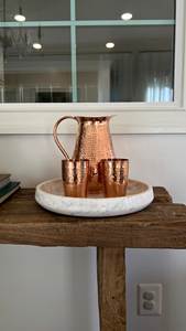 Ensemble de bien-être en cuivre avec carafe et verres, export en gros, fabricant indien d'articles de boisson en métal - Product Image 6
