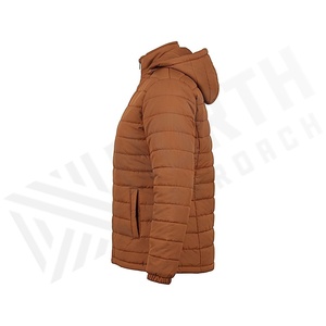 Hooded Quilted Waterproof <b>Bubble</b> Jacket Black Full Sleeve Winter Windproof Cotton Shell Knitted Fabric Polyester Filling Stand - Product Image 3