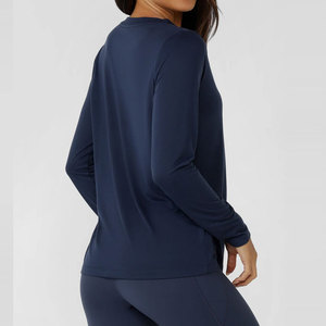 Haut de sport moulant à manches longues 100 % polyester pour femme, personnalisable, à prix abordable, idéal pour le fitness, l'entraînement et les activités de plein air – Nouvelle collection très prisée - Product Image 5