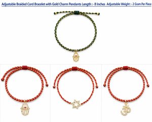 Adjustable <b>Red</b> Braided Cord Wrap <b>Bracelet</b> with 18K Gold Plated Om Charm Rhinestone Pendant for Religious Ceremonies Unisex - Product Image 6