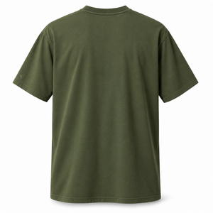 Silicone Finish <b>Modal</b> <b>Shirt</b> 250gsm Olive Heavyweight Cotton Dense Jersey Crew Neck Relaxed Fit Tee Men Custom Logo Printing - Product Image 2