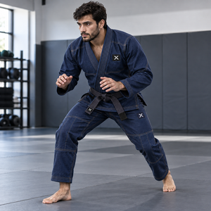Ropa de Jiu-Jitsu Brasileño para Hombre |   Negro Azul Blanco |   Fabricante |   Ropa Deportiva y de Artes Marciales | - Product Image 6