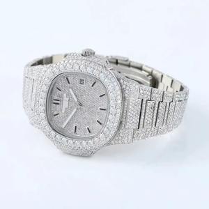 Reloj de Lujo con Diamantes, Caja Cuadrada de Acero Inoxidable de 39 mm, Movimiento de Cuarzo Analógico, Unisex, Cierre Oculto, Esfera de Cristal, Uso Diario - Product Image 2