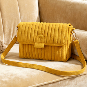 Private Label Fashion Faux Suede PU <b>Leather</b> Quilted Crossbody Bag Luxury Women's Striped Flap Shoulder Clutch Purse - Product Image 2
