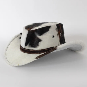 Sombrero de vaquero unisex de piel de vaca, ala ancha, informal, para adultos, de invierno, con forro de piel, 56-58 cm - Product Image 4