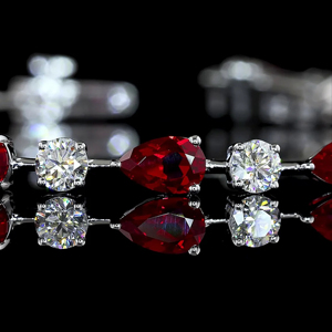 Classic 925 Silver Heart <b>Ruby</b> <b>Bracelet</b> Chain Link Women's Wedding Jewelry - Product Image 3