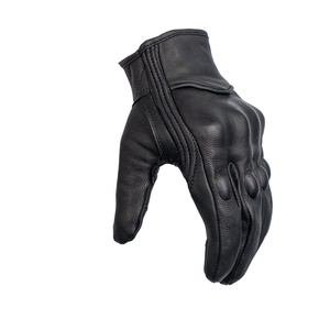 Guantes de carreras de cuero con dedos completos y correa de muñeca ajustable para montar, unisex, antideslizantes, con cierre de gancho y bucle. - Product Image 3