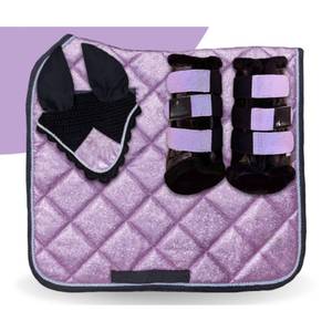 Nouvel arrivage de coussinets de selle équestre ensemble de mousse de satin bottes de protection des tendons fetlock assorties filet d'oreille de course élégant personnalisé - Product Image 1