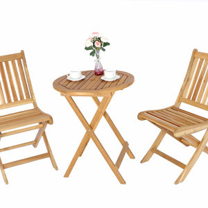Conjunto de Bistro de Madera Resistente Diseñado para Uso en Exteriores a Largo Plazo con Estructura Estable y Asientos Confortables y Equilibrados - Product Image 1