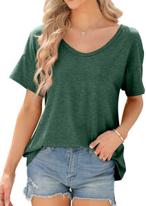 เสื้อยืดผ้าแคนวาสสีเขียวอ่อนคุณภาพสูงสำหรับผู้หญิงไซส์ใหญ่ ลายเรียบ ระบายอากาศได้ดี ไม่เป็นขุย แห้งเร็ว รับผลิตแบรนด์ตามสั่ง - Product Image 4