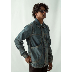 Nuevos Diseños de Chaqueta Vaquera Personalizada para Hombre, Estilo Casual, Chaqueta Vaquera de Color Sólido a la Moda, Servicio OEM - Product Image 5