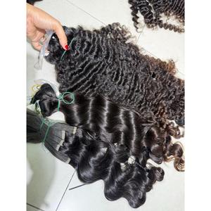 Lots de Cheveux Naturels Noirs Non Traités, Non Embrouillés, à Boucles Souples, Cheveux Vietnamiens Bruts d'un Seul Donneur, Vente en Gros - Product Image 4