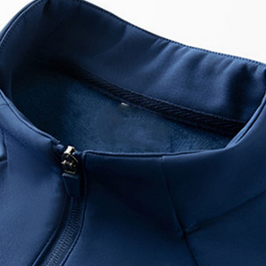 <b>Men's</b> Blue Stand Collar Zipper <b>Jacket</b> Windproof Casual Polyester Softshell Outerwear Autumn Regular Fit - Product Image 3