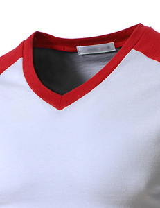 ออกแบบโลโก้ของคุณเอง เสื้อยืดแขนยาวคอวีผู้ชาย-บริการ OEM - Product Image 3