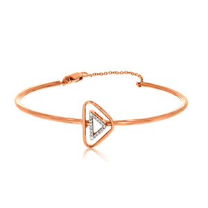 14K Rose Gold Geometric Triangle Diamond Open <b>Bangle</b> <b>Bracelet</b> for Women | Minimalist Adjustable Luxury <b>Bracelet</b> | Everyday Fine - Product Image 1