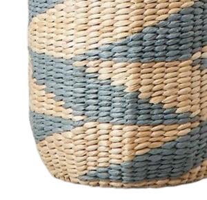 Blue Pattern Water Hyacinth <b>Basket</b> Handwoven <b>Storage</b> <b>Basket</b> for Laundry Blanket <b>Toy</b> Organizer Rustic Home Decor - Product Image 3