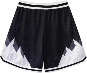 Men's Black White Mesh Basketball Shorts Drawstring Closure Breathable Regular Fit All Seasons Adult Sportwear - Product Image 4