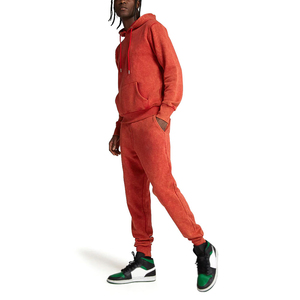 Men Hooded Solid Tracksuit Custom Brand Screen Print Acid Wash Tracksuit For Men Heavyweight Custom Made Sun Faded - Product Image 2