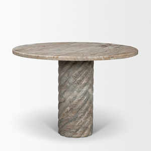 Sawar Toronto <b>Round</b> Shape Marble Top With Swirl Pedestal Base Luxury Villa Hotel Kitchen Natural Grain New <b>Modern</b> <b>Dining</b> <b>Table</b> - Product Image 3