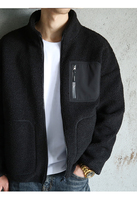 Veste streetwear unisexe personnalisée OEM en polaire sherpa 100% nylon, style berbère en peau de mouton, avec col montant, à capuche et motif patchwork dessin animé
