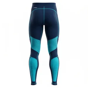 Amkoor Leggings de compression pour hommes, longueur intégrale, bleu foncé, vert sarcelle, en Spandex/Nylon, séchage rapide, taille élastique, collants de sport - Product Image 2