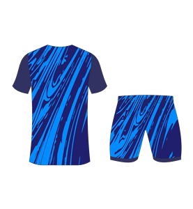 Custom sublimated <b>soccer</b> uniform set for men with navy blue and bright blue marble swirl print jersey and matching shorts - Product Image 6