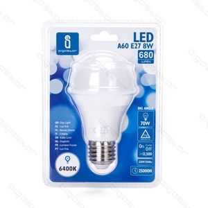 Lampadina LED Gigastar A60 E27 8W 6400K Luce Diurna 680 Lumen Ampio Angolo 25000H - Product Image 1
