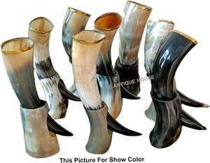 แตรดื่มเบียร์แกะสลักแบบกำหนดเองทำมือไวกิ้งธรรมชาติความรักควาย - Product Image 4