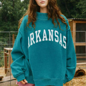 Womens Brown <b>Mock</b> <b>Neck</b> Sweatshirt Oversized Casual Fleece Pullover Winter Streetwear <b>Top</b> - Product Image 3